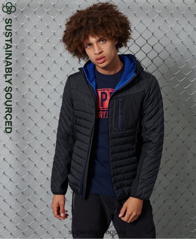 uy Superdry hombres chamarra casual de convección con capucha negro DT2N8Z4774 ropa