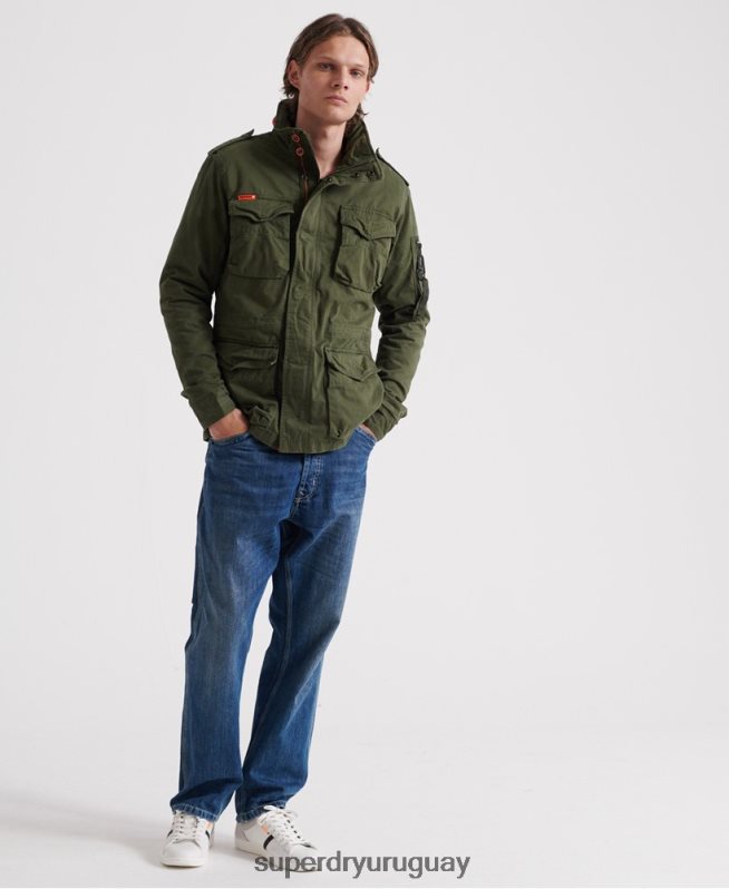 uy Superdry hombres chamarra clásica con bolsillo de rookie verde DT2N8Z4626 ropa