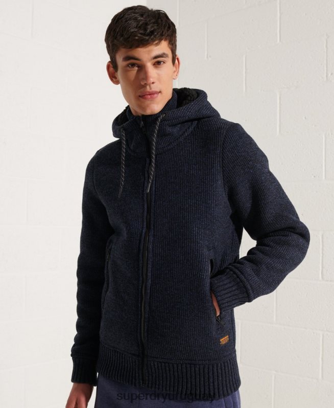 uy Superdry hombres chamarra con capucha y cremallera de expedición azul DT2N8Z4531 ropa