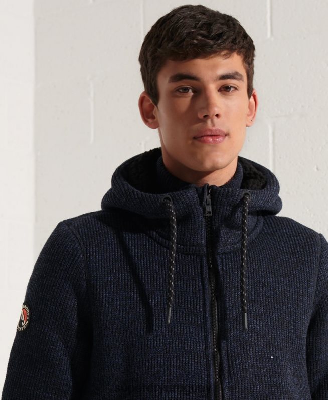 uy Superdry hombres chamarra con capucha y cremallera de expedición azul DT2N8Z4531 ropa