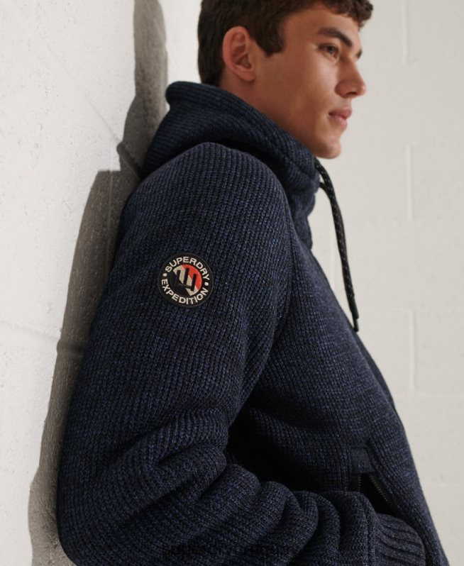 uy Superdry hombres chamarra con capucha y cremallera de expedición azul DT2N8Z4531 ropa