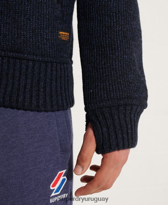 uy Superdry hombres chamarra con capucha y cremallera de expedición azul DT2N8Z4531 ropa