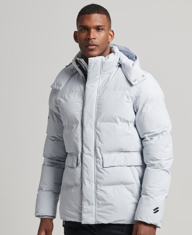 uy Superdry hombres chamarra corta acolchada azul claro DT2N8Z4551 ropa