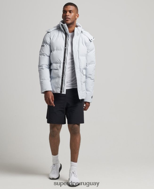 uy Superdry hombres chamarra corta acolchada azul claro DT2N8Z4551 ropa