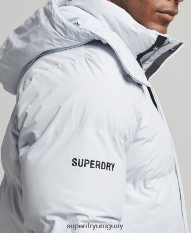 uy Superdry hombres chamarra corta acolchada azul claro DT2N8Z4551 ropa