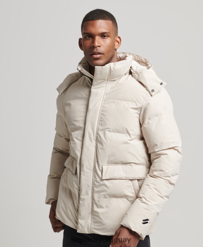 uy Superdry hombres chamarra corta acolchada beige DT2N8Z4456 ropa