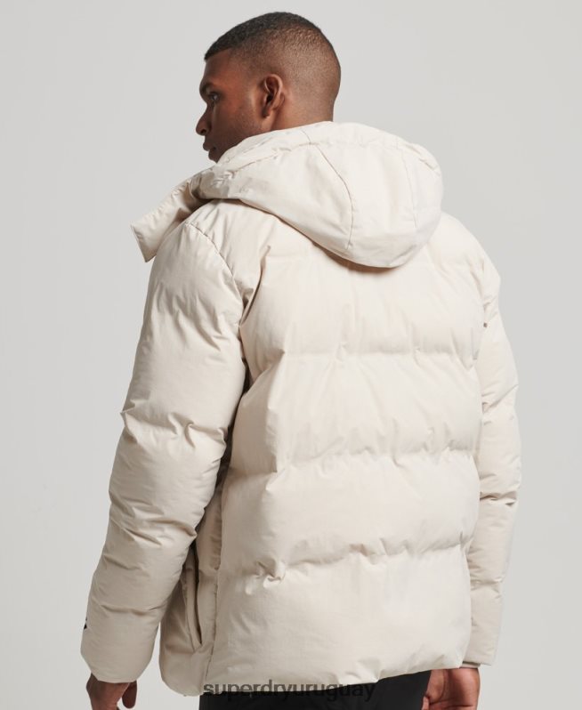 uy Superdry hombres chamarra corta acolchada beige DT2N8Z4456 ropa