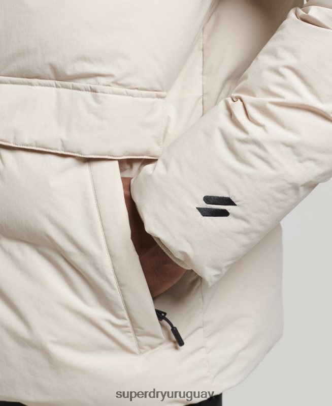 uy Superdry hombres chamarra corta acolchada beige DT2N8Z4456 ropa