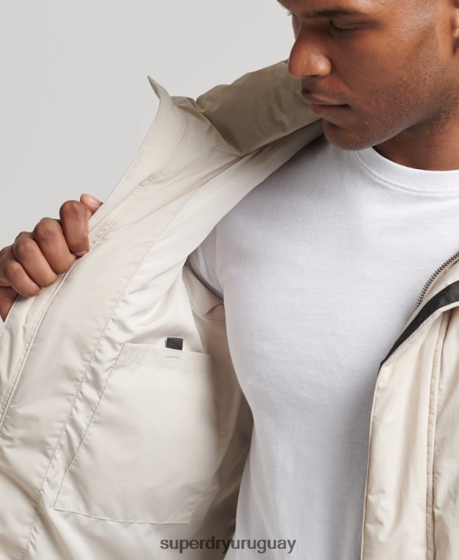 uy Superdry hombres chamarra corta acolchada beige DT2N8Z4456 ropa