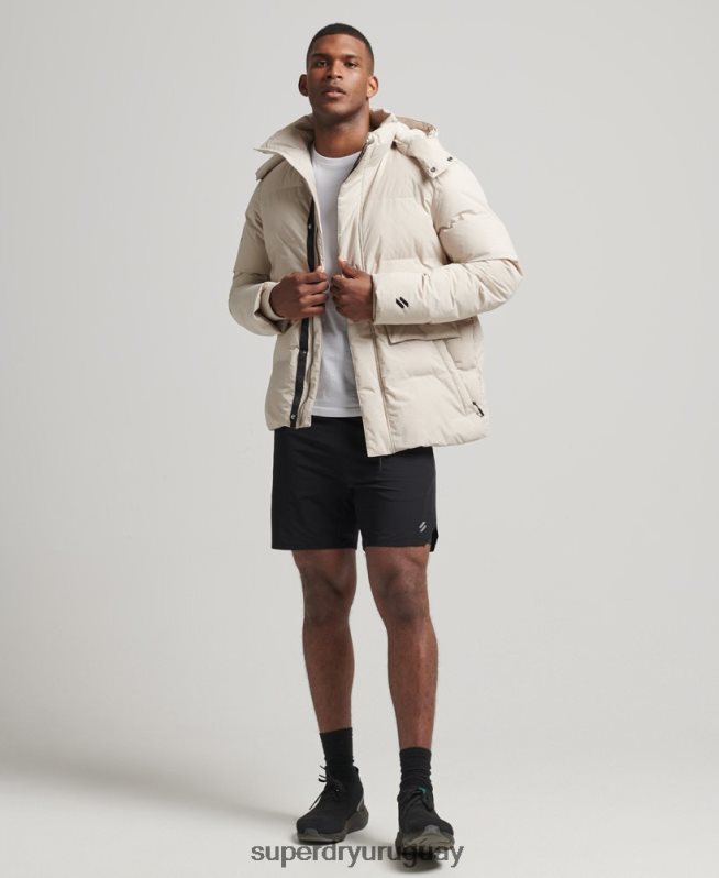 uy Superdry hombres chamarra corta acolchada beige DT2N8Z4456 ropa
