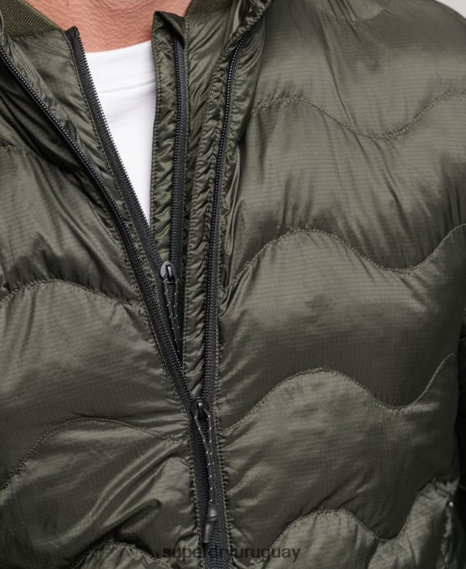 uy Superdry hombres chamarra corta acolchada ligera verde DT2N8Z4499 ropa