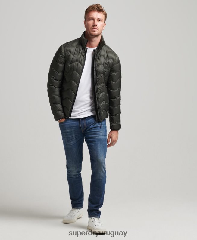 uy Superdry hombres chamarra corta acolchada ligera verde DT2N8Z4499 ropa
