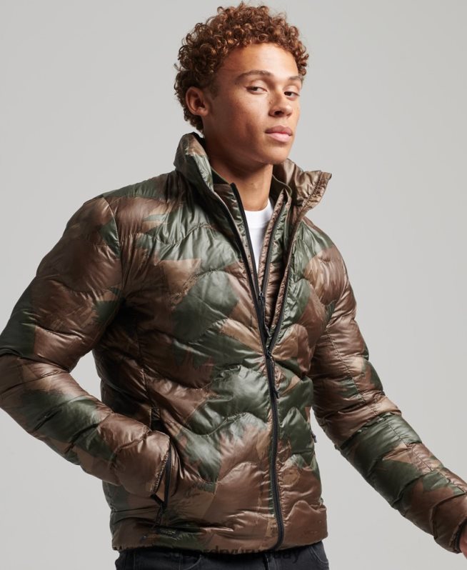 uy Superdry hombres chamarra corta acolchada ligera verde DT2N8Z4574 ropa