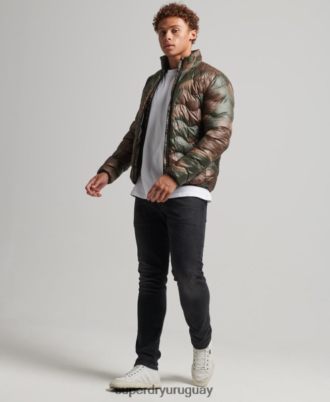 uy Superdry hombres chamarra corta acolchada ligera verde DT2N8Z4574 ropa