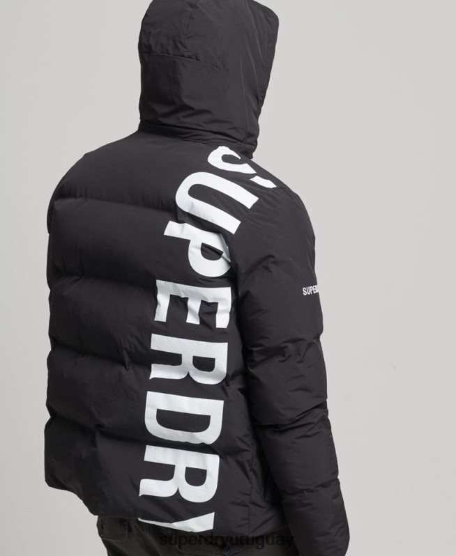 uy Superdry hombres chamarra corta acolchada negro DT2N8Z4501 ropa