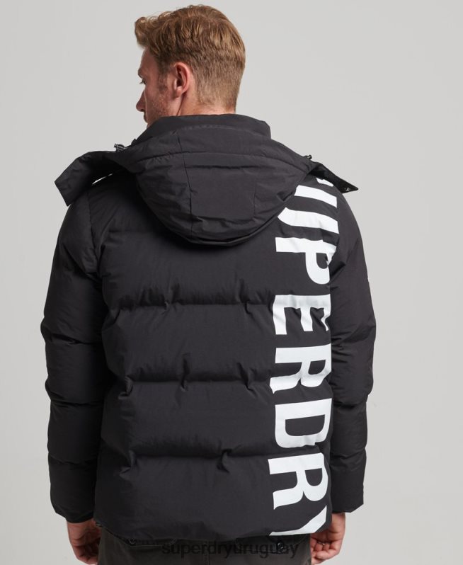 uy Superdry hombres chamarra corta acolchada negro DT2N8Z4501 ropa