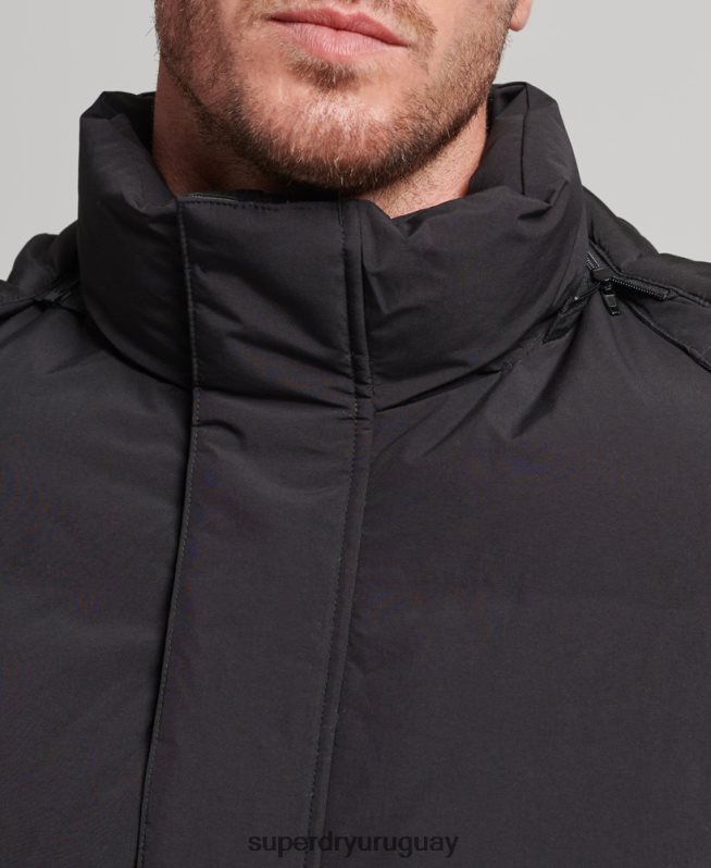 uy Superdry hombres chamarra corta acolchada negro DT2N8Z4501 ropa