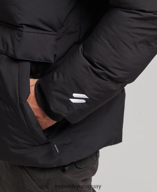 uy Superdry hombres chamarra corta acolchada negro DT2N8Z4501 ropa