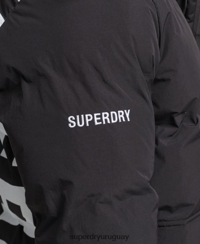uy Superdry hombres chamarra corta acolchada negro DT2N8Z4501 ropa