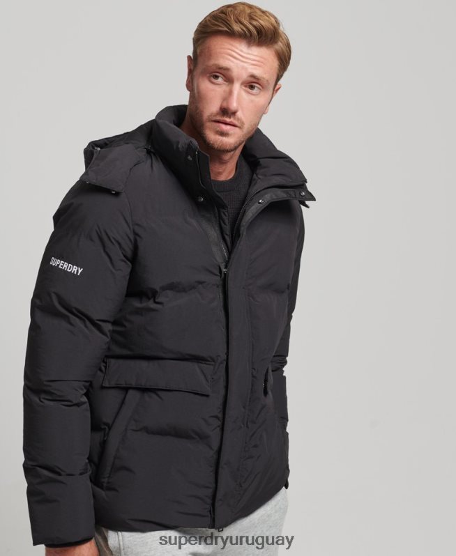 uy Superdry hombres chamarra corta acolchada negro DT2N8Z4535 ropa