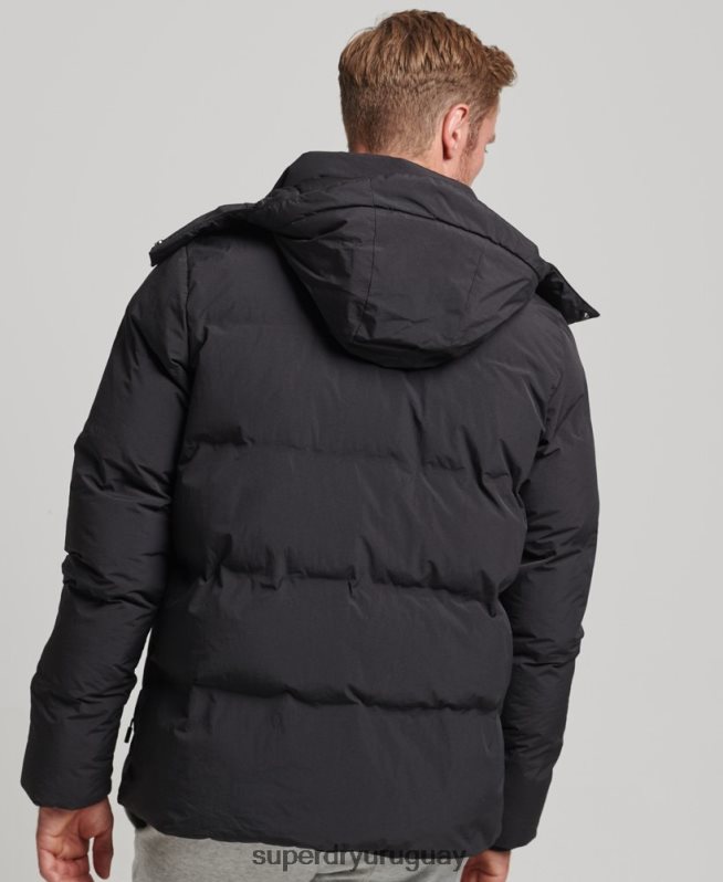 uy Superdry hombres chamarra corta acolchada negro DT2N8Z4535 ropa