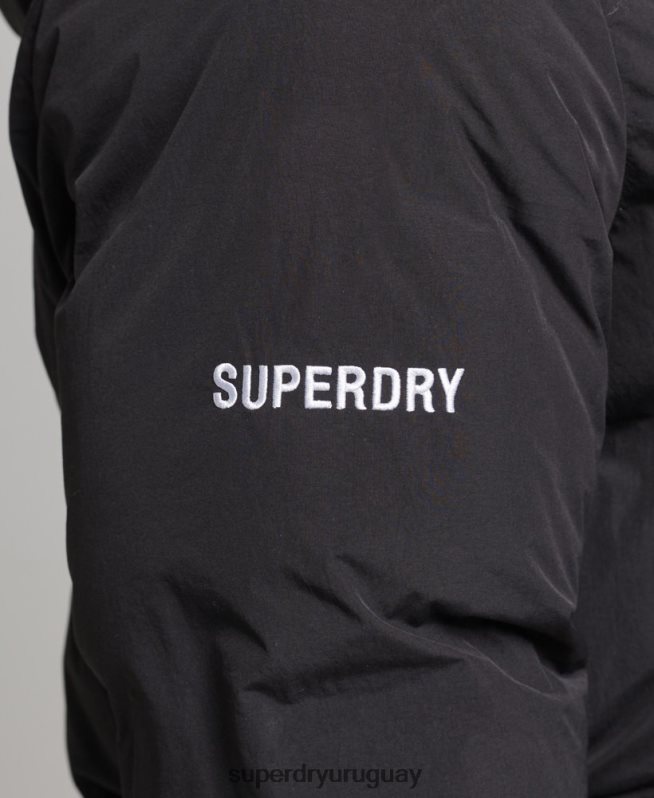 uy Superdry hombres chamarra corta acolchada negro DT2N8Z4535 ropa