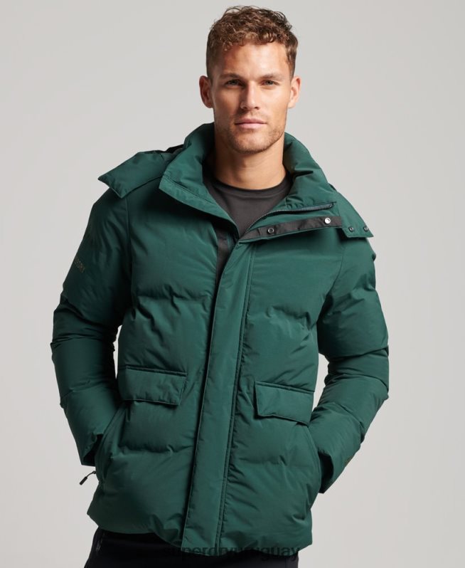 uy Superdry hombres chamarra corta acolchada verde DT2N8Z5381 ropa