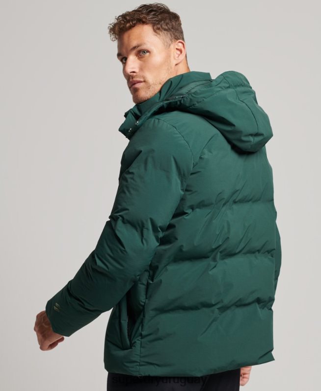uy Superdry hombres chamarra corta acolchada verde DT2N8Z5381 ropa