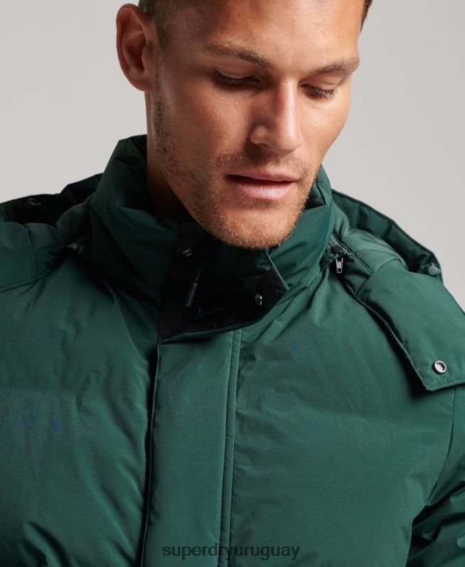 uy Superdry hombres chamarra corta acolchada verde DT2N8Z5381 ropa