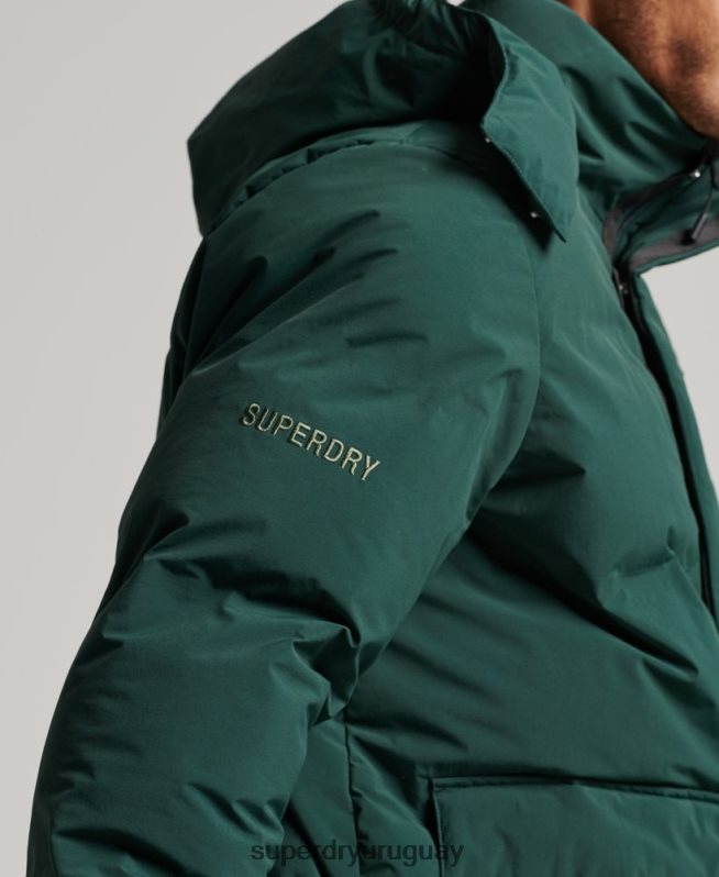 uy Superdry hombres chamarra corta acolchada verde DT2N8Z5381 ropa