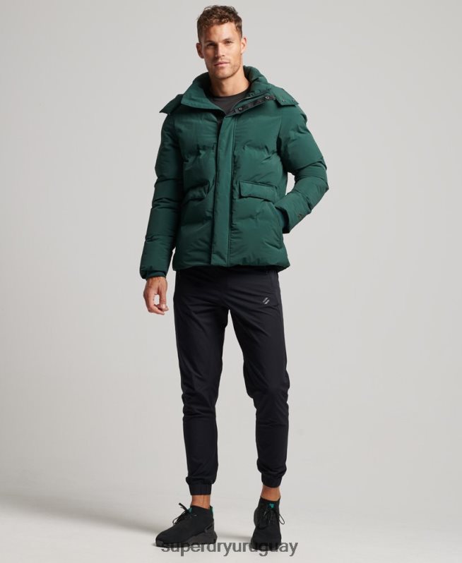 uy Superdry hombres chamarra corta acolchada verde DT2N8Z5381 ropa
