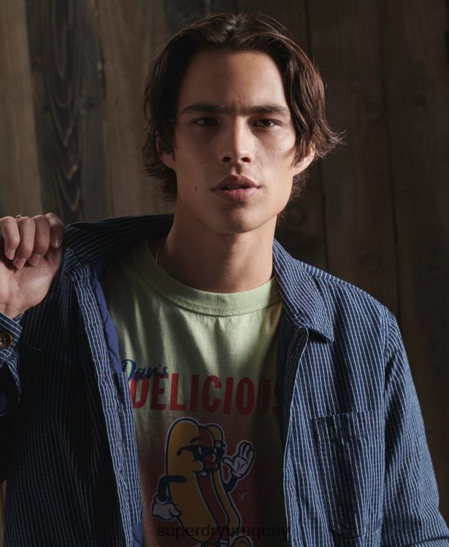 uy Superdry hombres chamarra de artista con forro seco de edición limitada azul DT2N8Z4724 ropa
