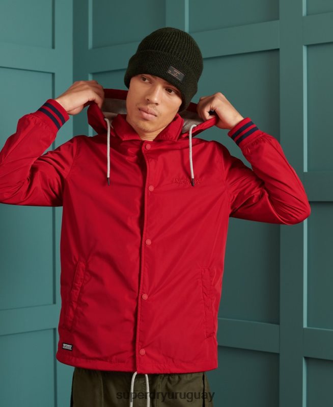 uy Superdry hombres chamarra de béisbol con capucha rojo DT2N8Z1200 ropa