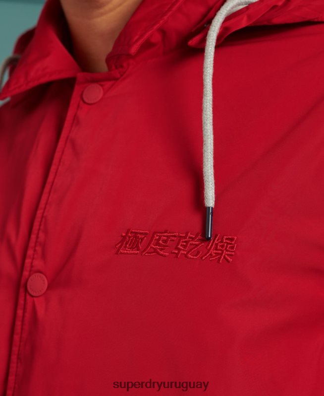 uy Superdry hombres chamarra de béisbol con capucha rojo DT2N8Z1200 ropa