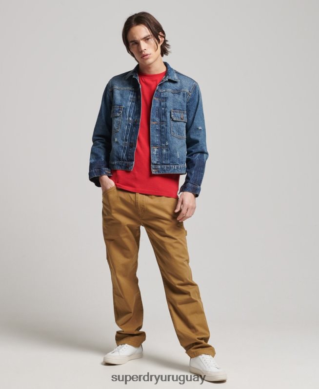 uy Superdry hombres chamarra de camionero de trabajador vintage azul oscuro DT2N8Z4617 ropa
