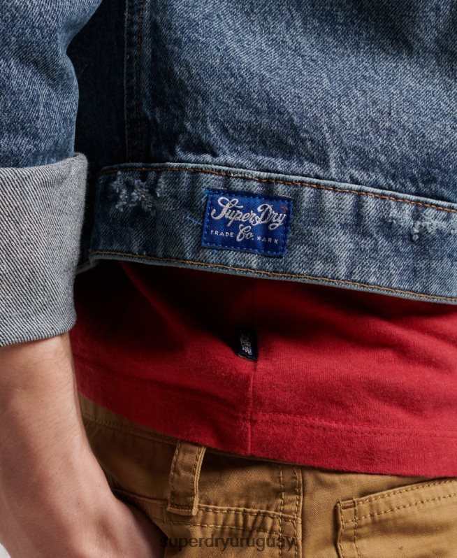 uy Superdry hombres chamarra de camionero de trabajador vintage azul oscuro DT2N8Z4617 ropa