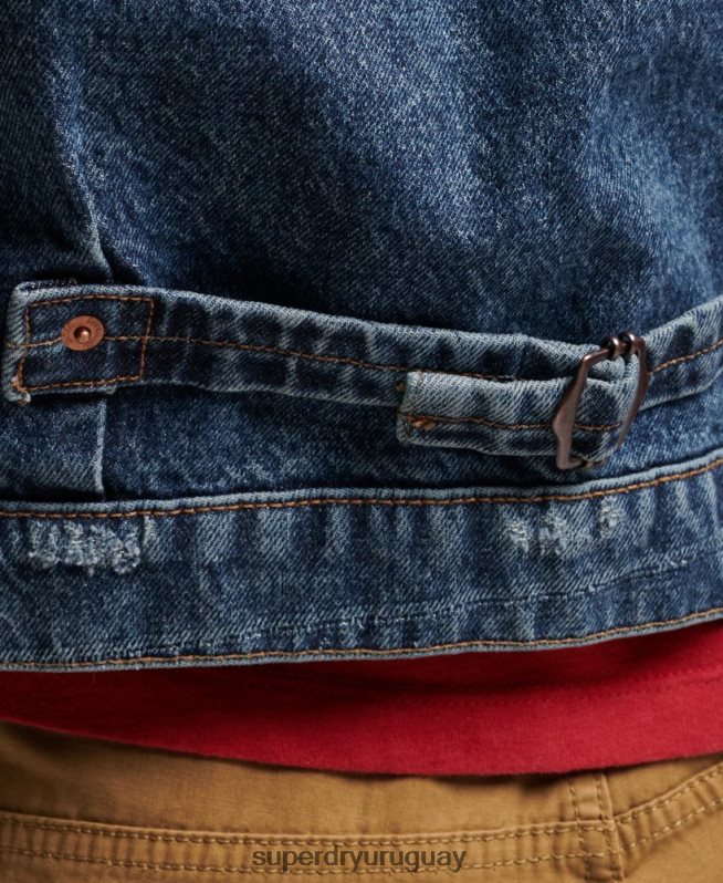 uy Superdry hombres chamarra de camionero de trabajador vintage azul oscuro DT2N8Z4617 ropa