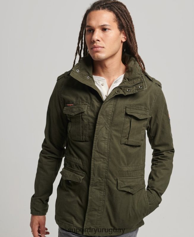 uy Superdry hombres chamarra de campo para clima pesado de novato verde DT2N8Z1137 ropa
