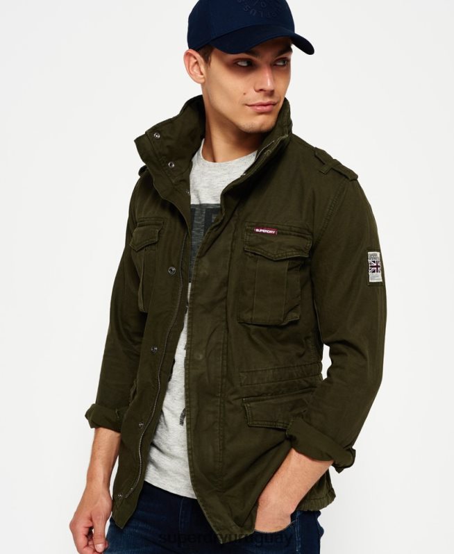 uy Superdry hombres chamarra de campo para clima pesado de novato verde DT2N8Z1204 ropa
