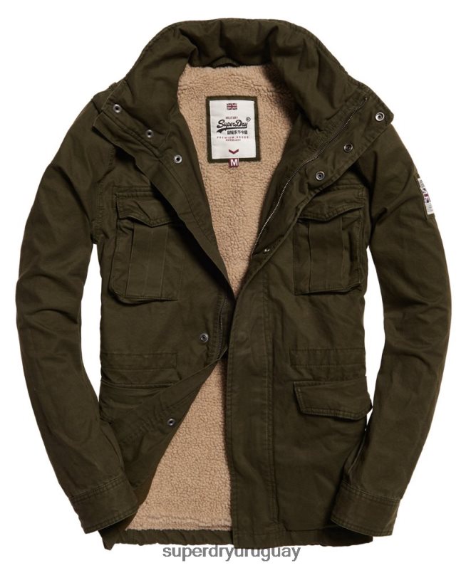 uy Superdry hombres chamarra de campo para clima pesado de novato verde DT2N8Z1204 ropa