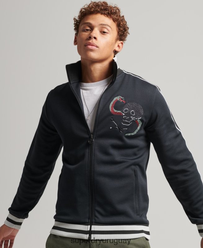 uy Superdry hombres chamarra de chándal Suika de punto gris oscuro DT2N8Z780 ropa