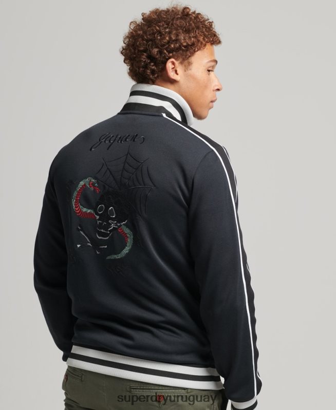 uy Superdry hombres chamarra de chándal Suika de punto gris oscuro DT2N8Z780 ropa