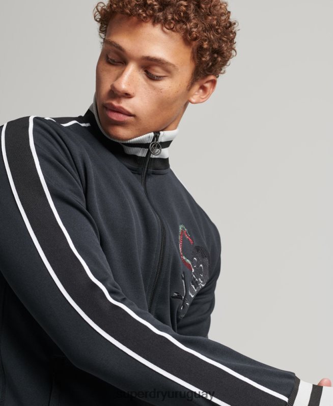uy Superdry hombres chamarra de chándal Suika de punto gris oscuro DT2N8Z780 ropa