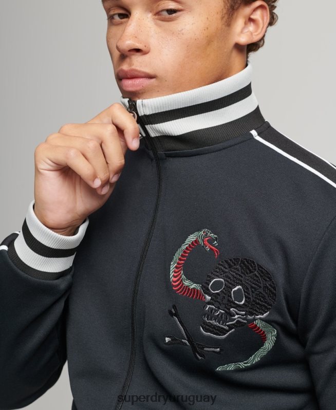 uy Superdry hombres chamarra de chándal Suika de punto gris oscuro DT2N8Z780 ropa