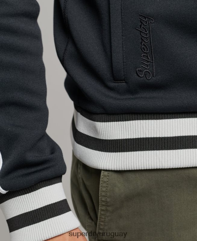 uy Superdry hombres chamarra de chándal Suika de punto gris oscuro DT2N8Z780 ropa