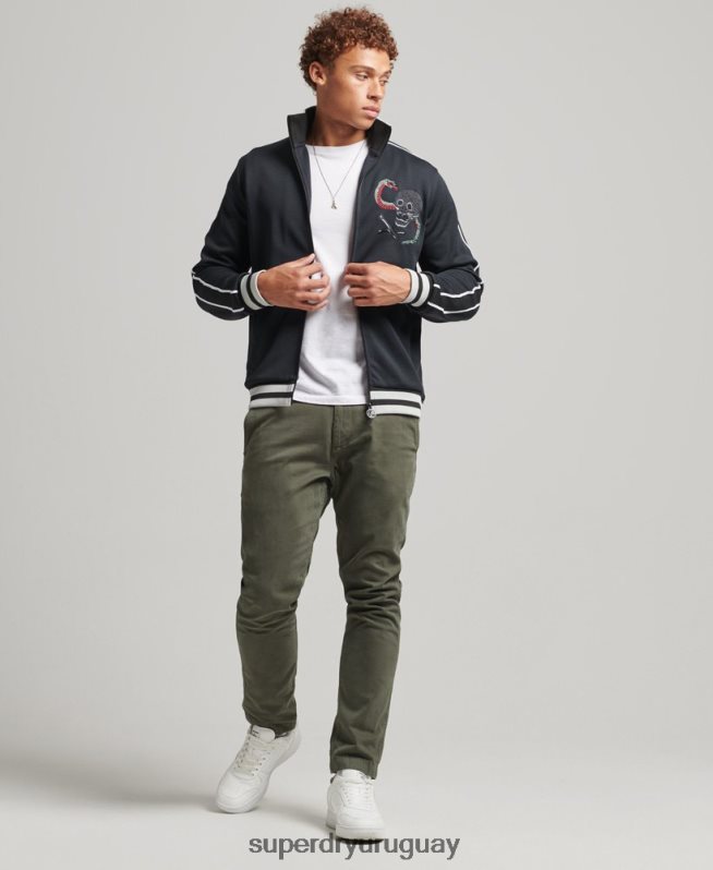 uy Superdry hombres chamarra de chándal Suika de punto gris oscuro DT2N8Z780 ropa