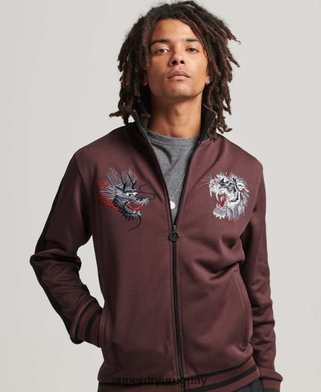 uy Superdry hombres chamarra de chándal Suika de punto rojo DT2N8Z690 ropa