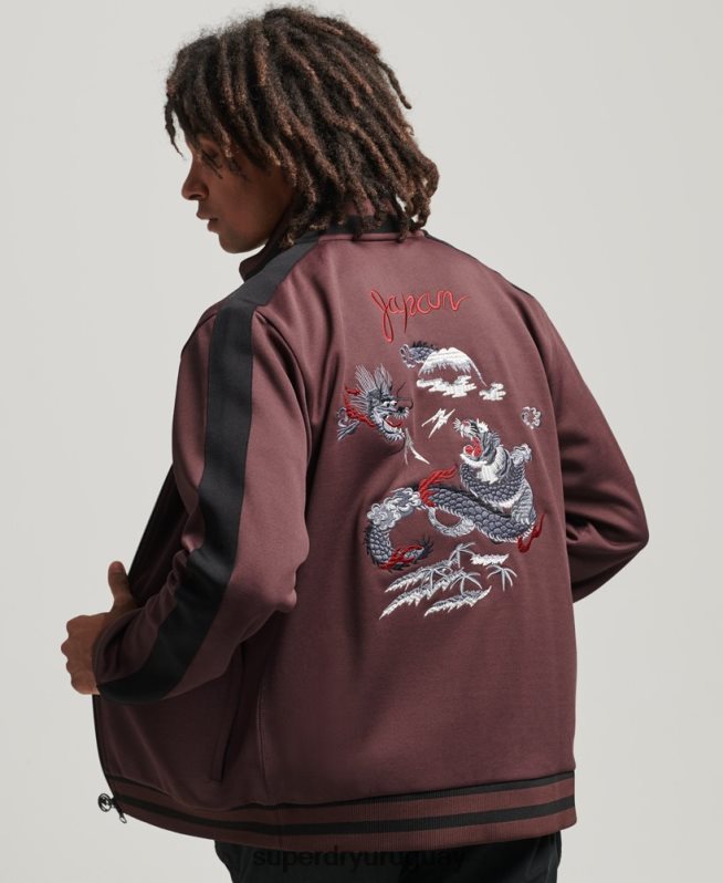 uy Superdry hombres chamarra de chándal Suika de punto rojo DT2N8Z690 ropa