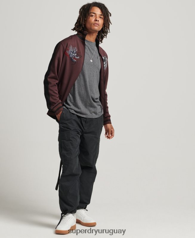 uy Superdry hombres chamarra de chándal Suika de punto rojo DT2N8Z690 ropa