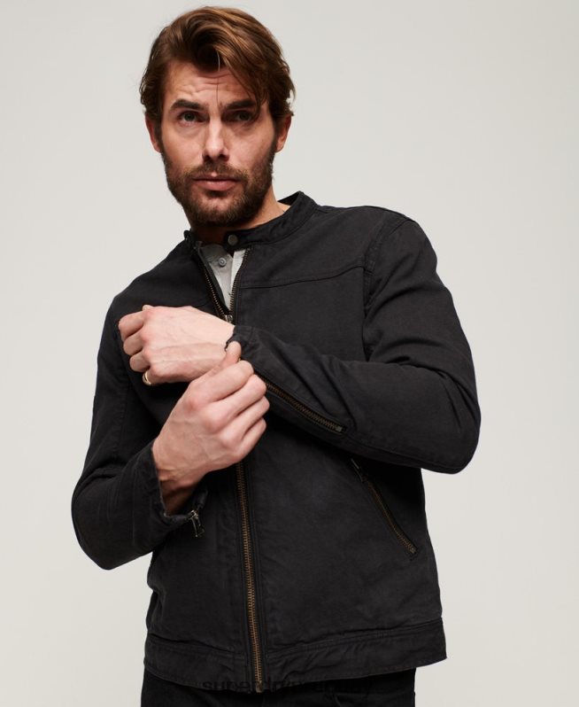 uy Superdry hombres chamarra de corredor de mezclilla de toro vintage gris oscuro DT2N8Z24 ropa
